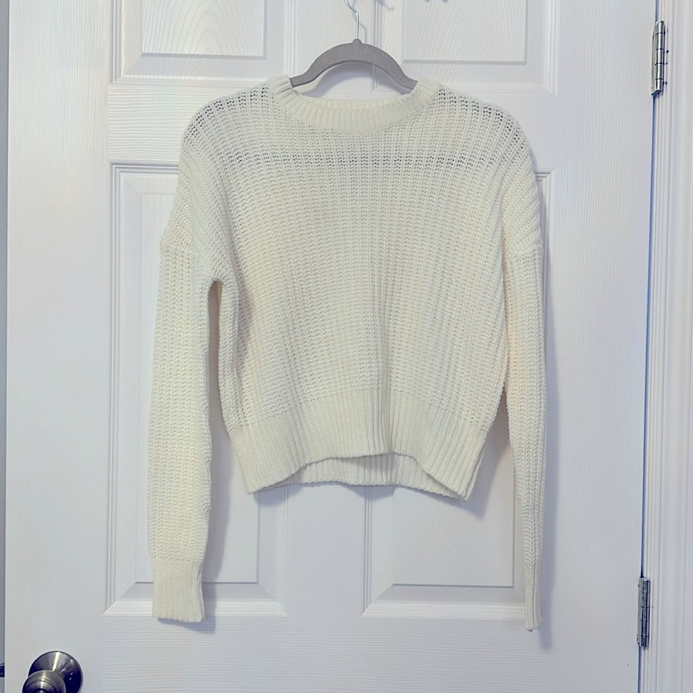 White crochet pullover sweater